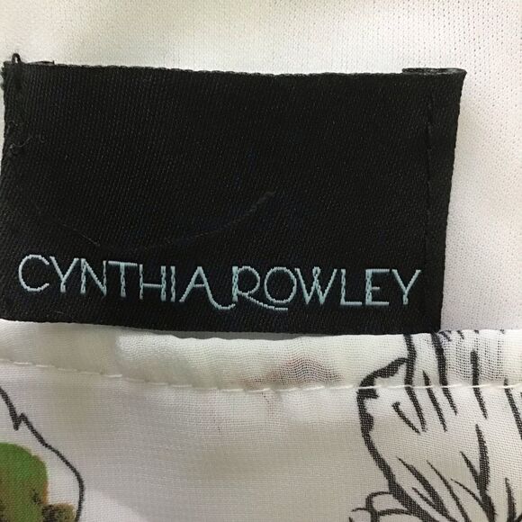 CYNTHIA Rowley silky floral butterfly sleeve top blouse round neckline large - Picture 8 of 13